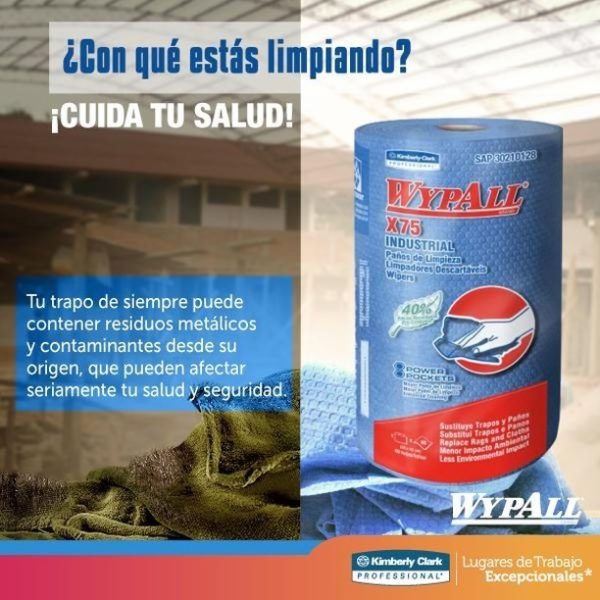 wypall x75 paño de limpieza para industria metalmecánica automotriz limpieza de maquinaria grasas químicos aceites limpión industrial trapo guaipe reusable distribuidor ippo ecuador